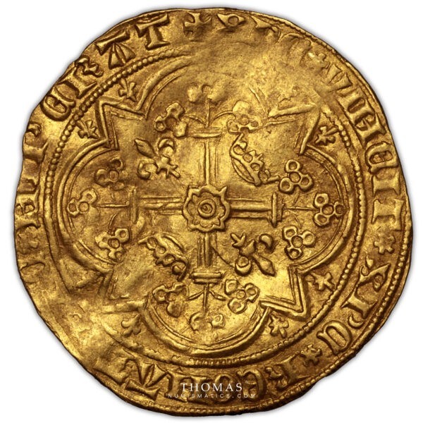 Charles V – Franc à pied or – 8 revers