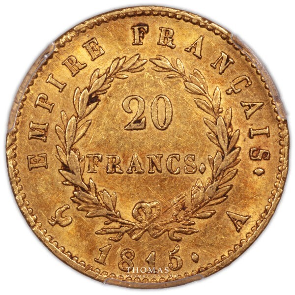 20 francs or 1815 A PCGS AU55 FRANCE revers