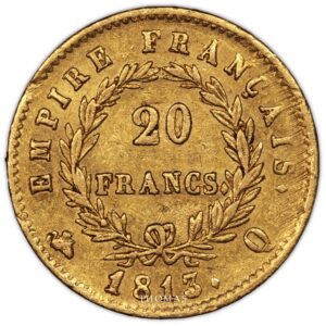 20 francs or napoleon I - 1813 Q Perpignan revers