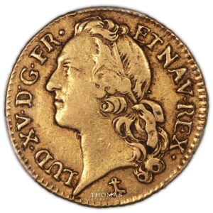 Louis XV louis or bandeau 1745-4 N montpellier obverse gold