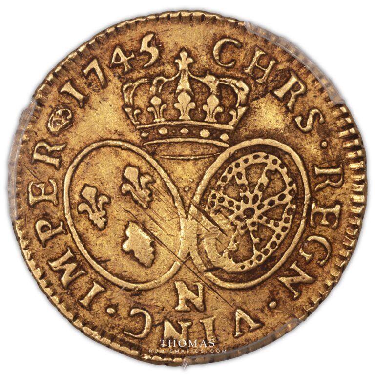 Louis XV louis or bandeau 1745-4 N montpellier reverse gold