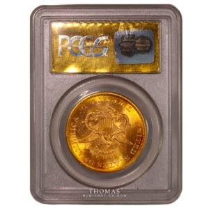 20 dollars gold - 1857 S central america PCGS MS 64 revers