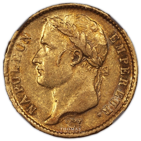 20 francs or 1808 M Toulouse variete corne avers