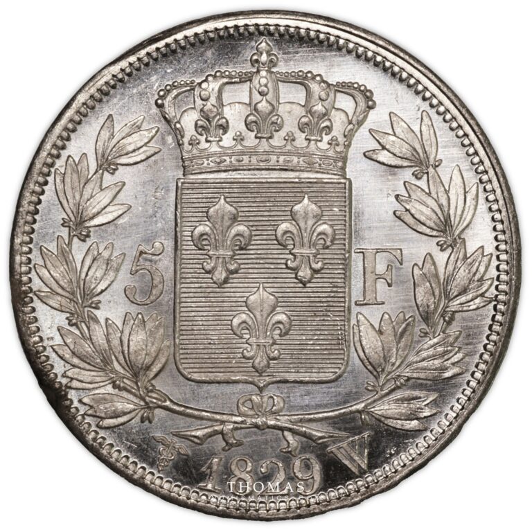 5 francs 1829 W charles X revers