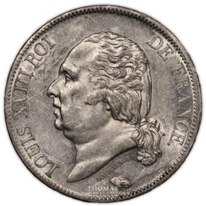 5 francs louis XVIII 1822 A paris avers