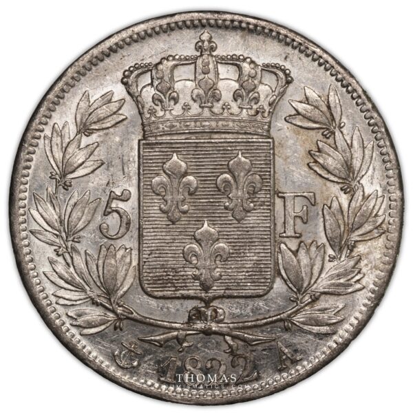 5 francs louis XVIII 1822 A paris revers
