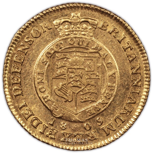 Angleterre – Georges III – 1-2 Guinée or 1809 revers