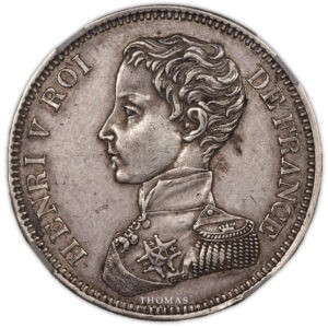 Henri V prétendant – Essai 5 francs 1831 Bruxelles – GENI SP 58 avers