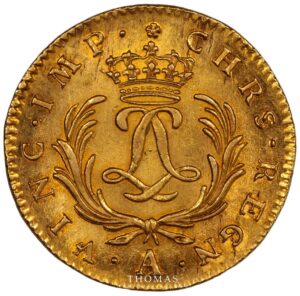 Gold Louis XV - Double louis or mirliton 1724 A reverse sales Vinchon Phidias 2015