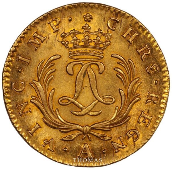 Louis XV - Double louis or mirliton 1724 A revers vente aux enchères Vinchon Phidias 2015