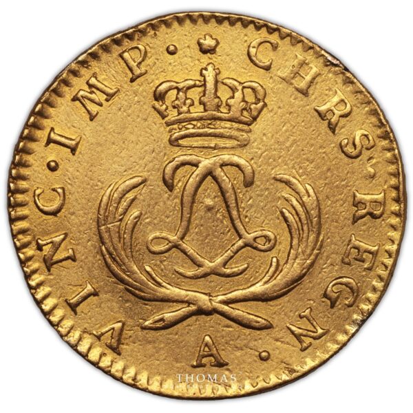 louis xv louis or mirliton reverse gold 1723 A