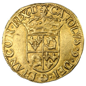 Monnaie - France Charles IX Écu d'or au soleil du Dauphiné - 1566 Grenoble - 2800 exemplaires-Avers