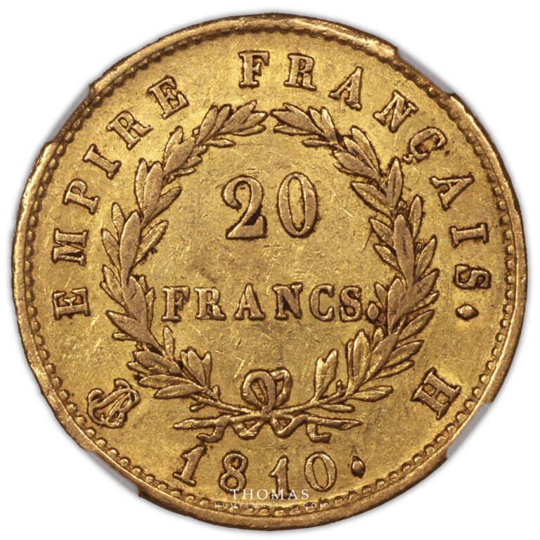 Gold - Napoleon I - 20 francs or 1810 H la rochelle reverse