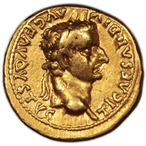 Tibère – Aureus or – Lyon – Tribute Penny-1 obverse gold