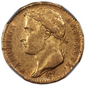 Gold 20 francs or 1815 A Napoleon I obverse NGC XF 45