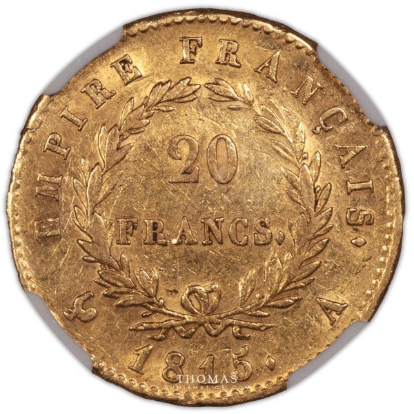 20 francs or 1815 A Napoleon I revers NGC XF 45