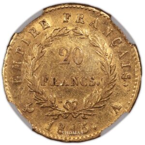 Gold 20 francs or 1815 A Napoleon I reverse NGC XF 45