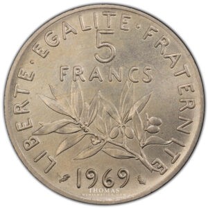 5 francs semeuse 1969 PCGS SP 66 avers