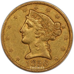 obverse 5 dollars gold 1856