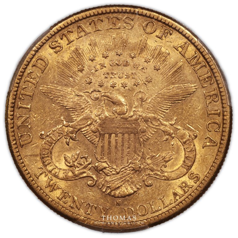 Etats-unis – 20 Dollars or 1890 S san Francisco – Liberty Head – PCGS XF 45 revers