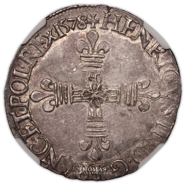 Henri III – Quart d’écu – 1578 H – La Rochelle – NGC MS 61 reverse