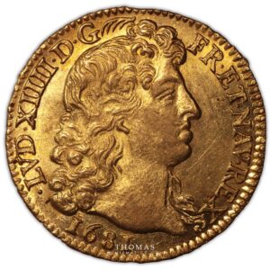 Louis XIV – gold Louis d’or à la tête virile – 1681 A Paris obverse