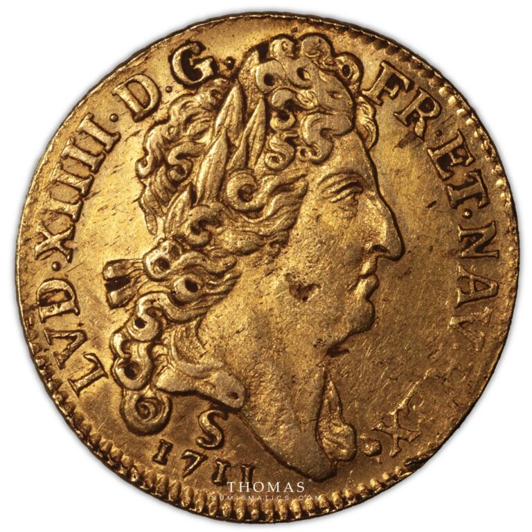 Louis XIV – Gold  Louis d’or au soleil – 1711 S Reims obverse