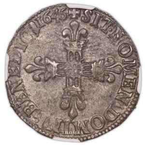 Louis XIV – Quart d’écu – 1646-5 G Poitiers – NGC MS 62 reverse