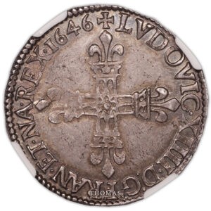 Louis XIV – Quart d’écu – 1646 F Angers – NGC MS 63 revers