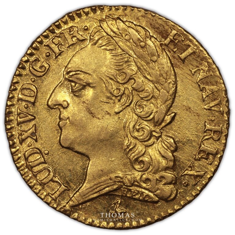 Louis XV – Louis d’or à la vieille tête – 1774 A Paris obverse