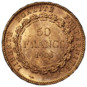 50 francs or 1904 obverse gold