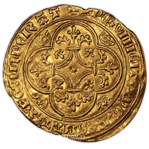 Charles VI – Écu d’or à la couronne – Saint-Pourçain revers