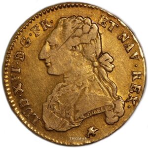 gold double louis xvi or buste habillé 1775 D Lyon obverse