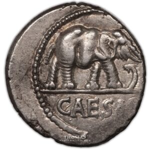 Jules César – Denier – Rome – 12 obverse elephant