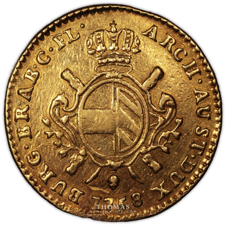 Pays-Bas Autrichiens – Marie-Thérèse – Double souverain d’or 1758 – Bruxelles reverse gold