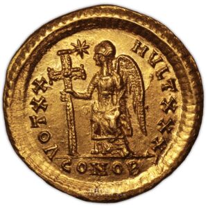 Théodose II – Solidus or – Constantinople reverse gold
