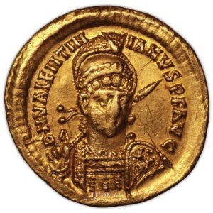 Valentinien III – Solidus or – Constantinople avers