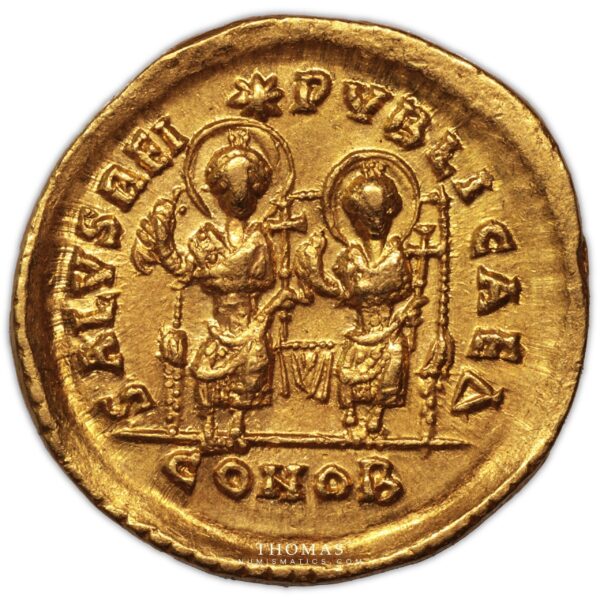 Valentinien III – Solidus or – Constantinople revers