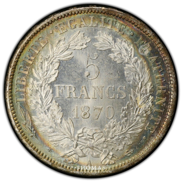 5 francs Cérès 1870 PCGS MS 65 reverse