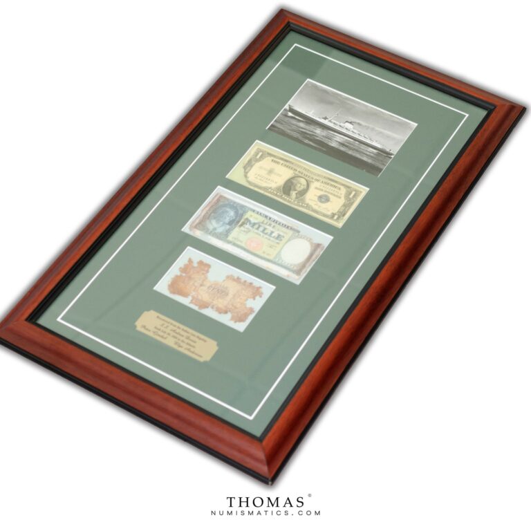 Framed set of three Andrea Doria banknotes