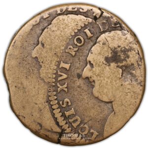 Constitution – Louis XVI – 12 deniers 1792 double strike and planchet clipped – obverse