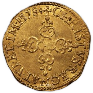 HENRI III ecu or soleil poitiers 1578 G-reverse gold