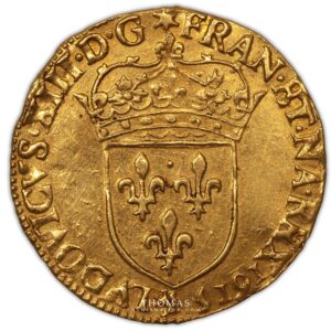 Louis XIII – Écu d’or au soleil – Frappe au marteau – 1615 A Paris obverse gold