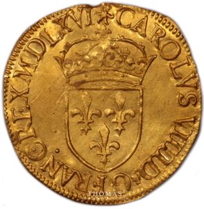 Charles IX - Gold Ecu d'or au soleil - 1566 Paris reverse