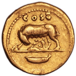 Domitien - Aureus or - Rome - Romulus et Remus revers