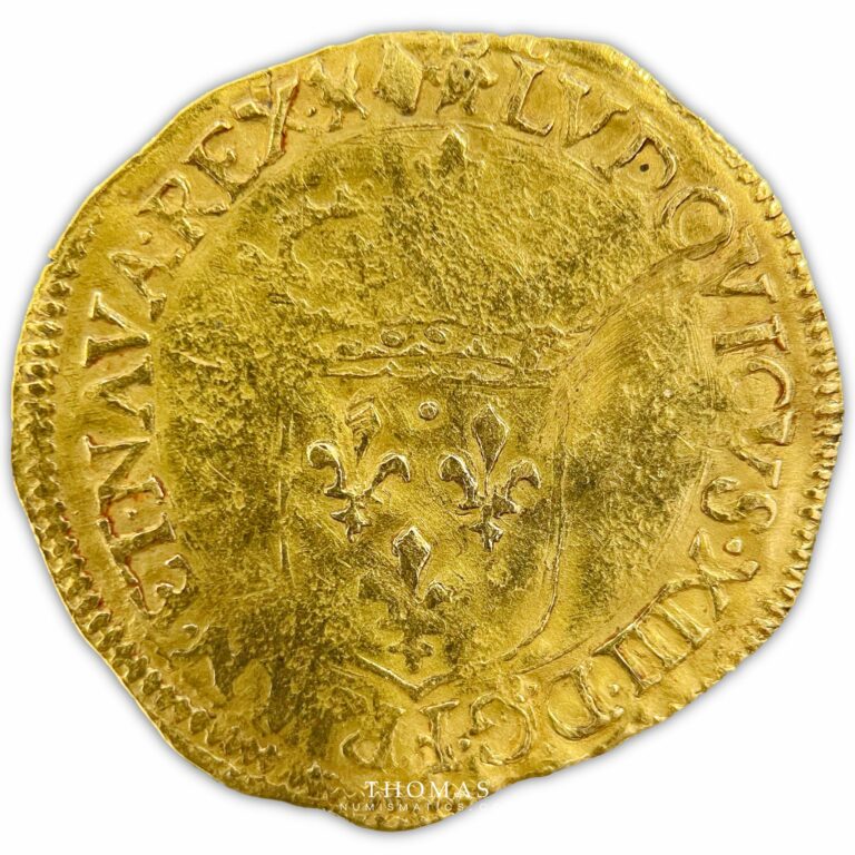 Louis XIII-Écud'orausoleil- Frappeaumarteau-1615AParis-obverse gold