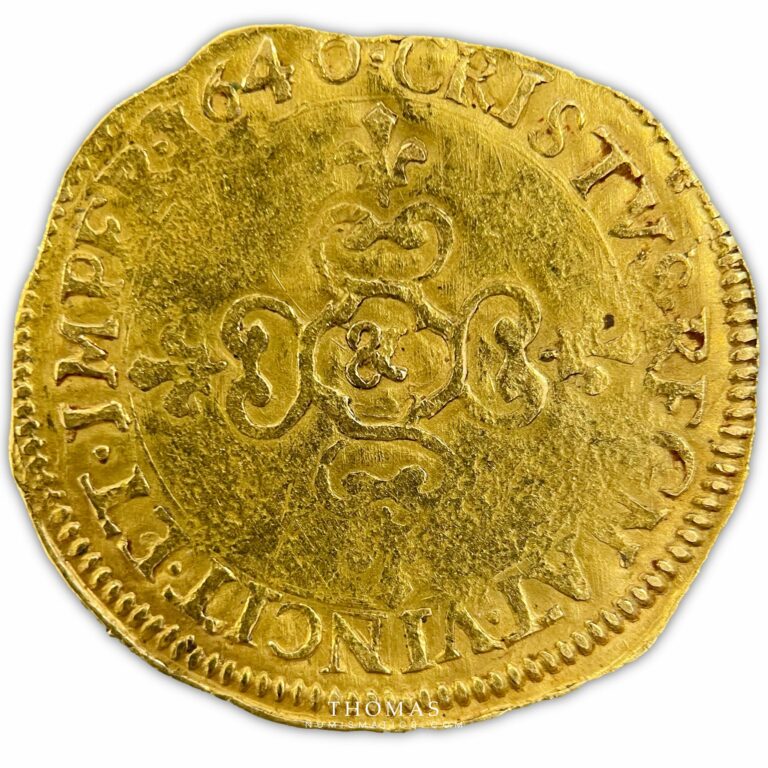 Louis XIII-Écu d'or au soleil- Frappe au marteau-1615 A Paris - Revers