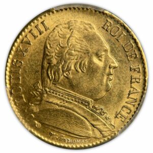 Louis XVIII - 20 Francs or - Buste Habillé - 1814 A Paris - PCGS MS 63 obverse gold