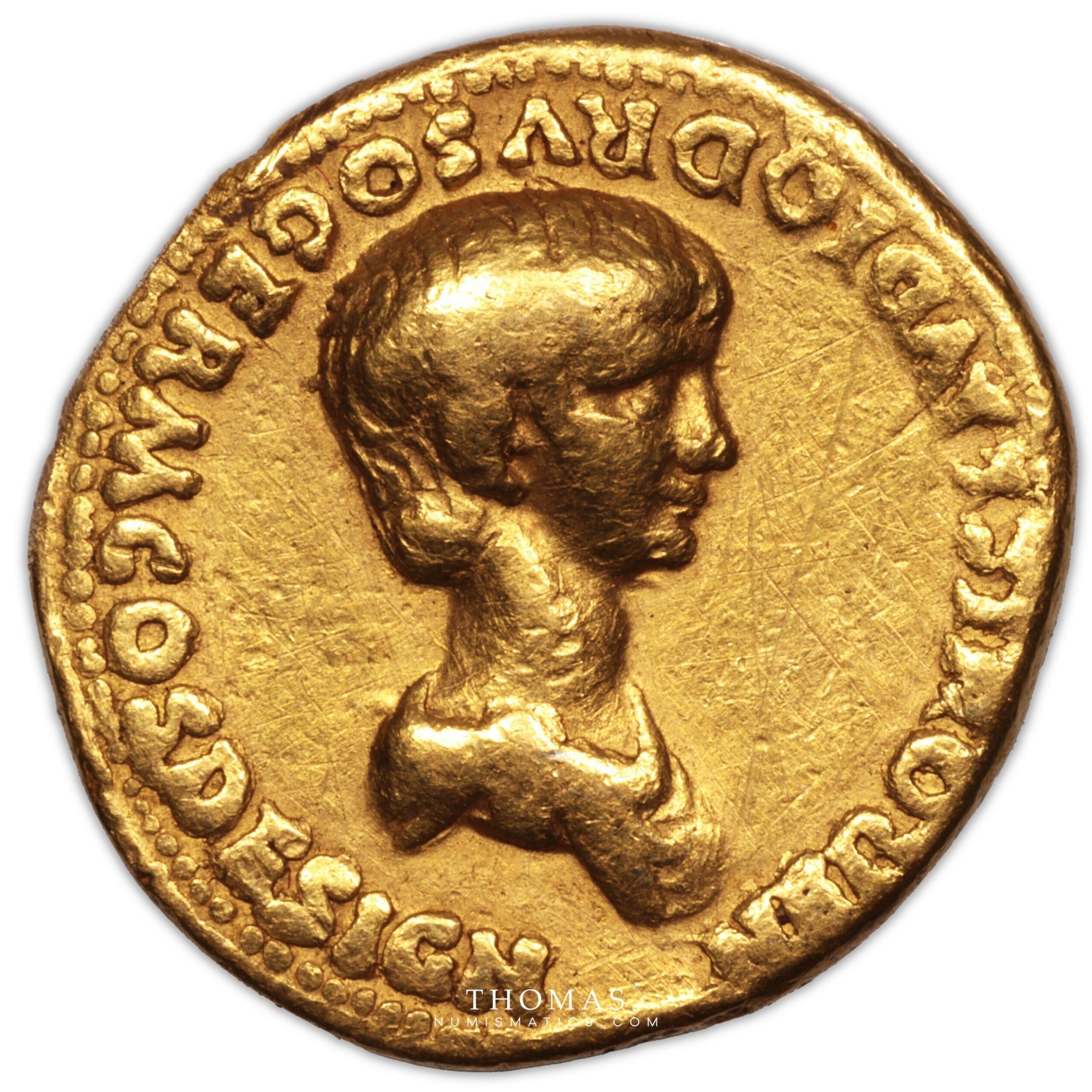 Roman Coin - Nero - Gold Aureus - Lugdunum - Lyon - 50-54 AC - Thomas ...