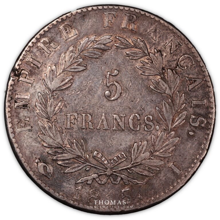 Napoléon I 5 francs 1815 I Limoges Cent jours Trésor de Clisson Revers